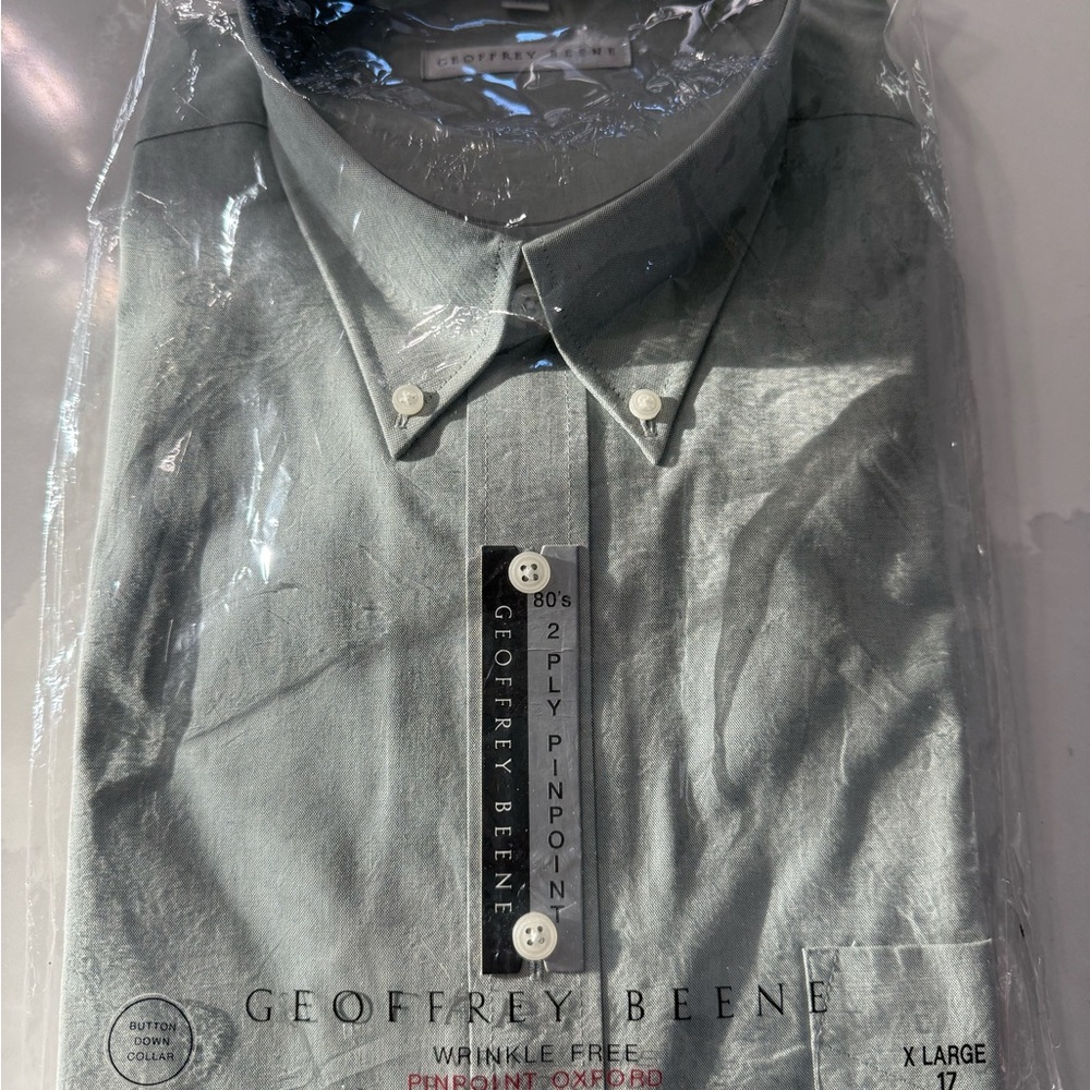 Geoffrey Beene Men's Silver Pinpoint Oxford Shirt